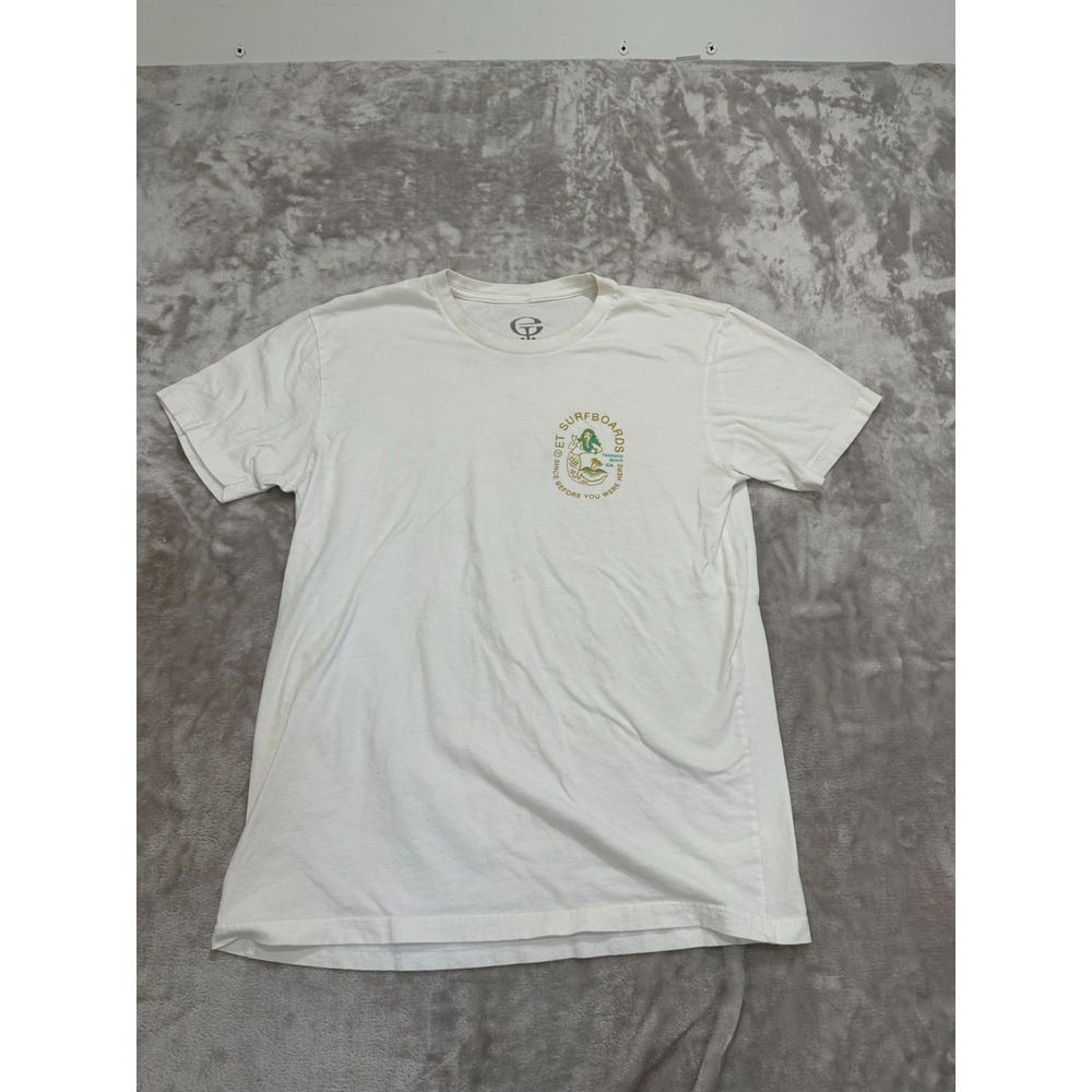 E.T. Surfboards T-Shirt Mens Size‎ Medium White Short Sleeve Crew Neck U.S.A.